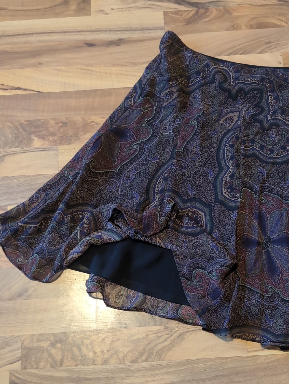 Chaps A-Line Paisley Skirt - Brown with Purple & Red Accents - Picture 5 of 5
